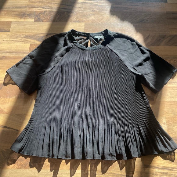 Topshop Black Sheer Pleated Blouse - Picture 2 of 9